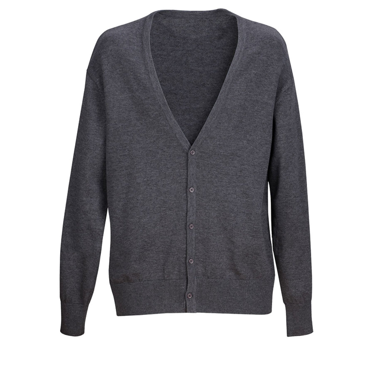 Charcoal cardigan on a white background