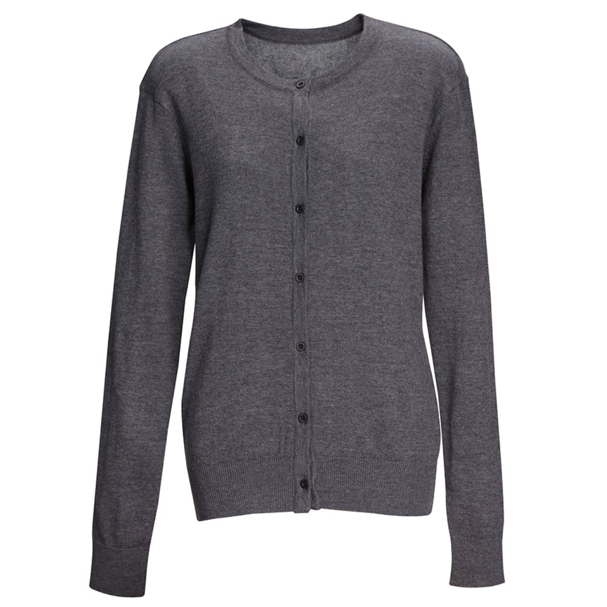 Charcoal cardigan on a white background
