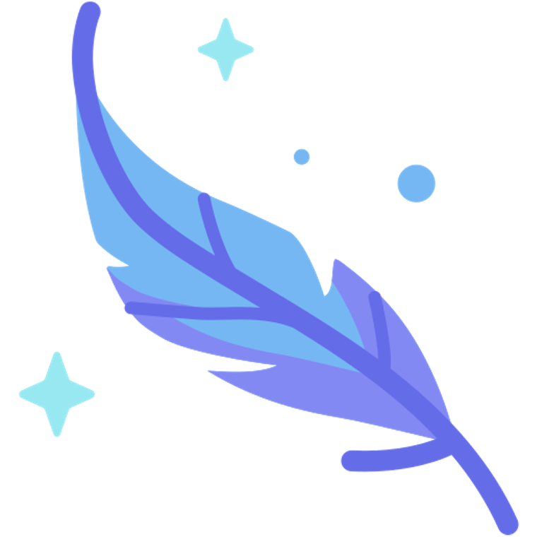 Blue feather with sparkles