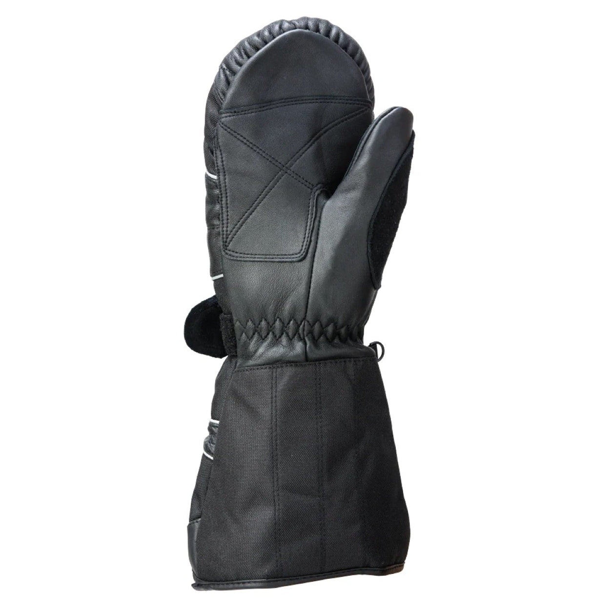 Black winter mitt on a white background
