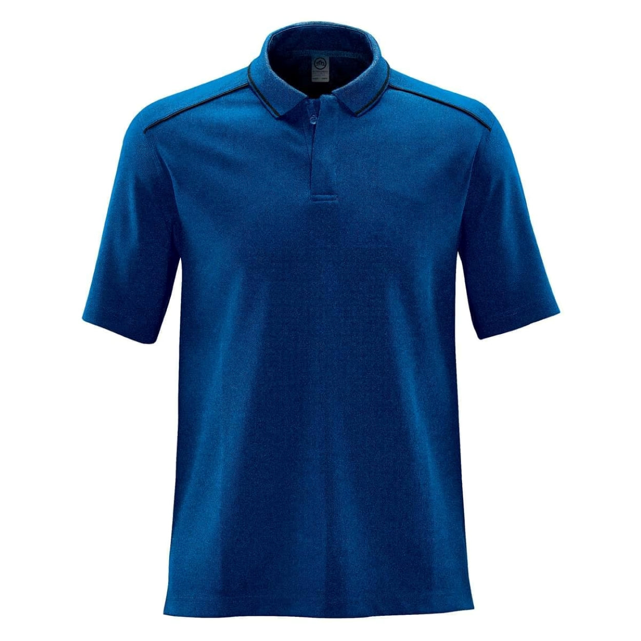 Azure blue polo shirt on a white background