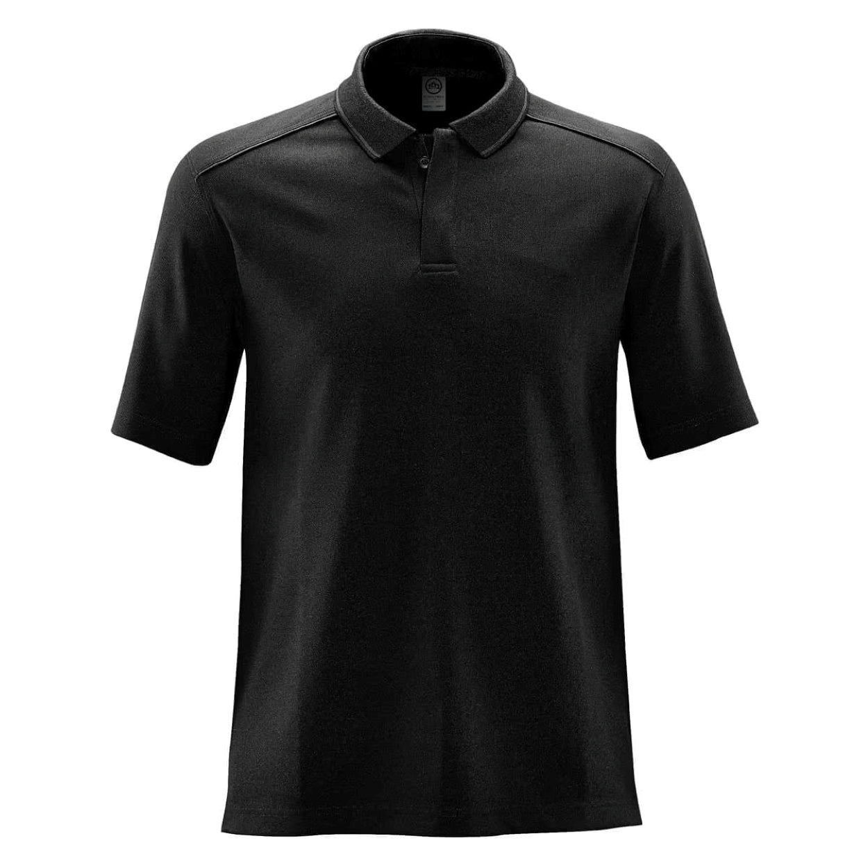 Black polo shirt on a white background