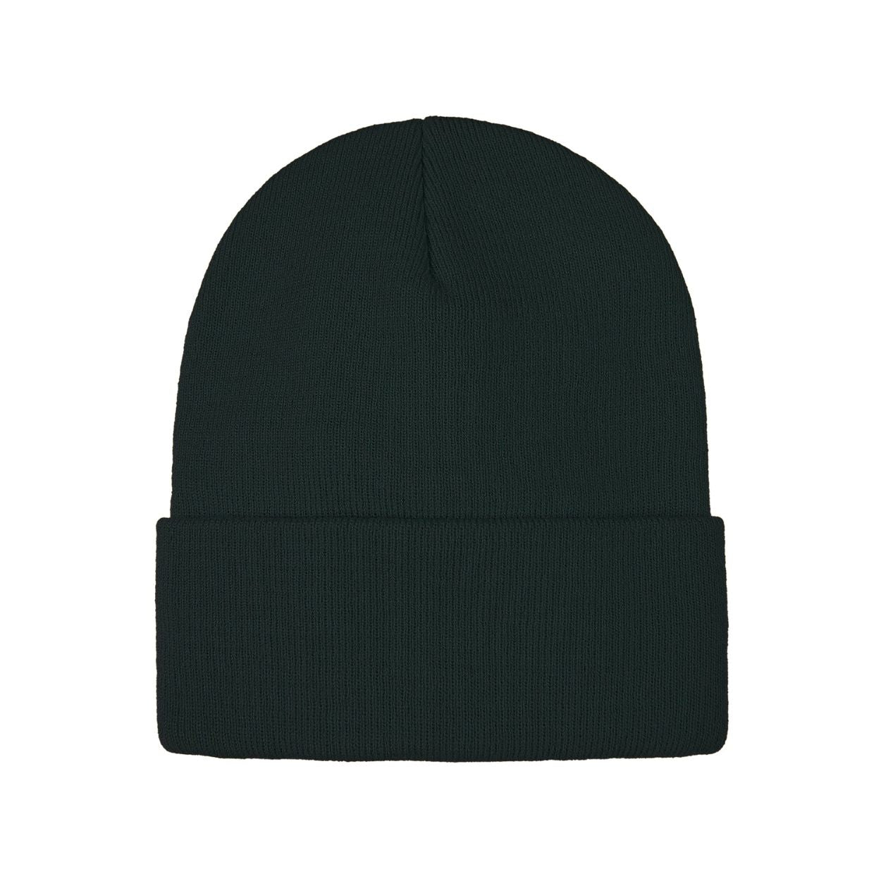 Forest green tuque on a white background
