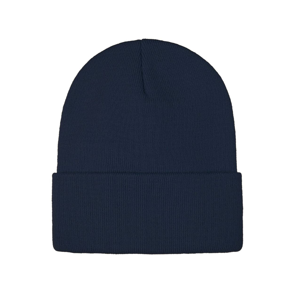 Navy tuque on a white background