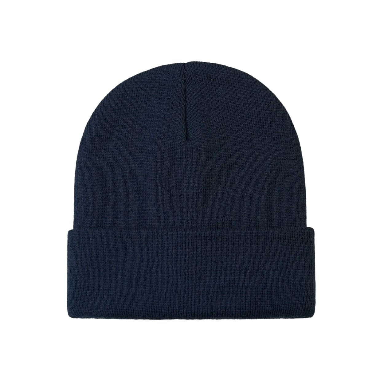 Navy tuque on a white background