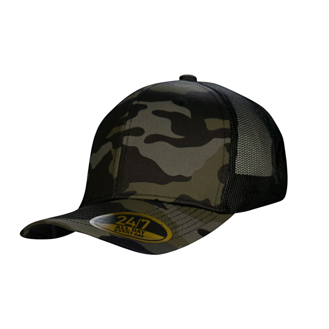 Black camo cap on a white background