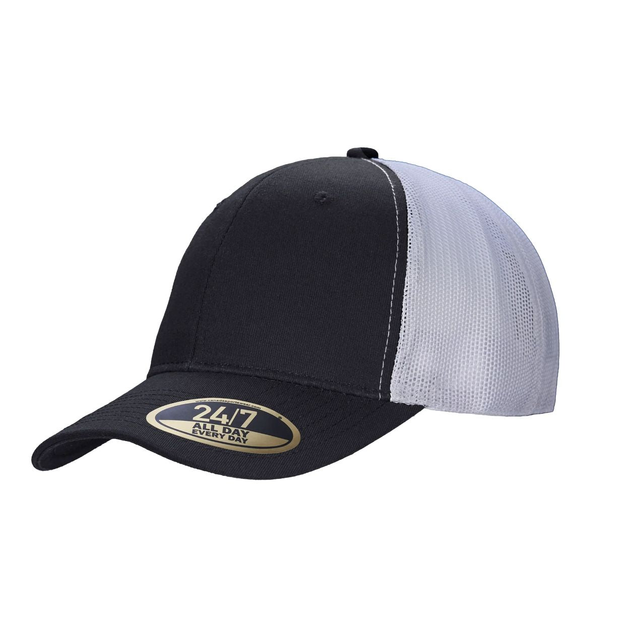 Black/white cap on a white background