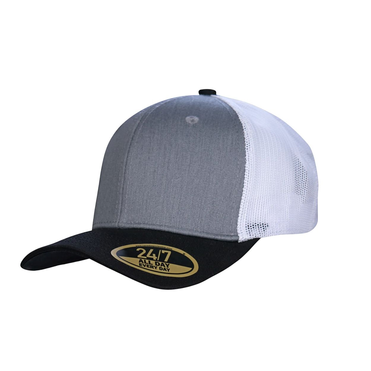Grey/black/white cap on a white background