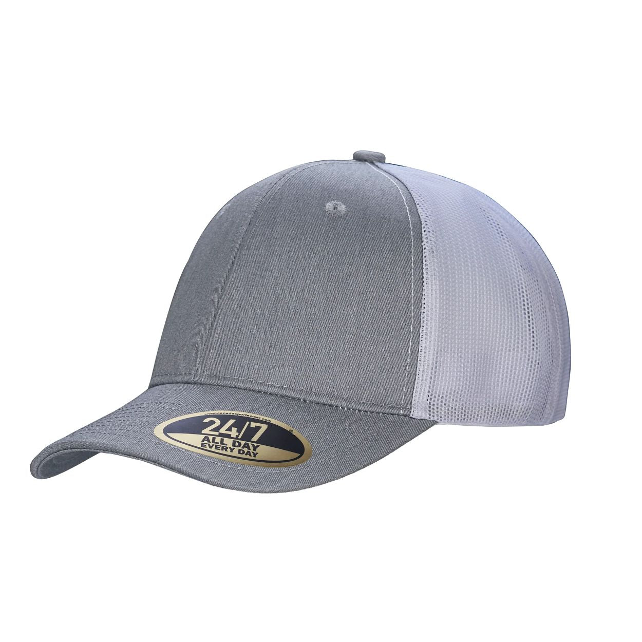 Grey heather/white cap on a white background