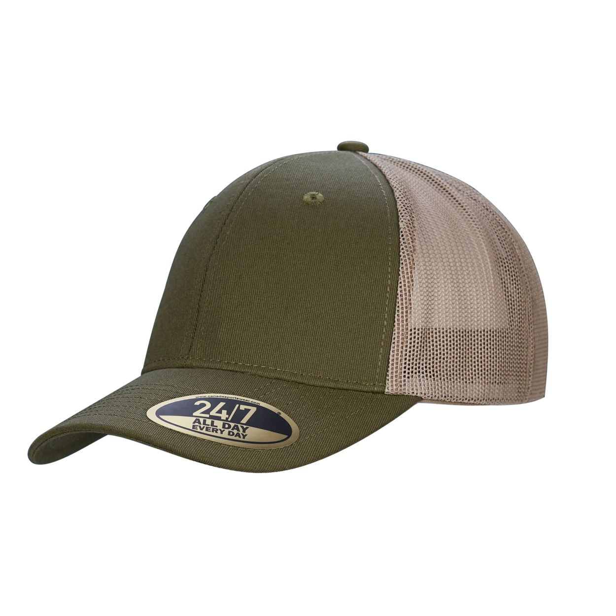 Moss/khaki cap on a white background