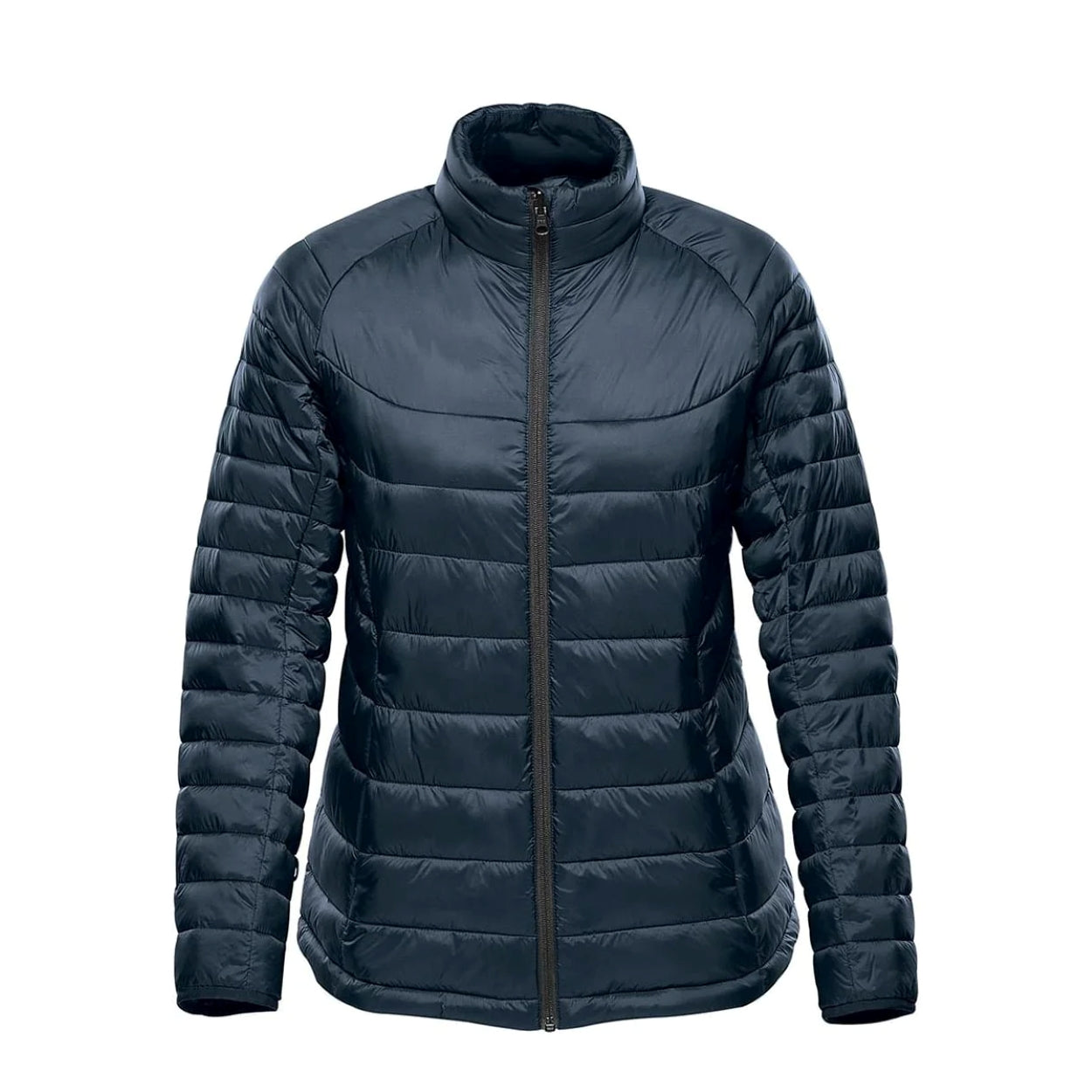 Navy hybrid coat on a white background