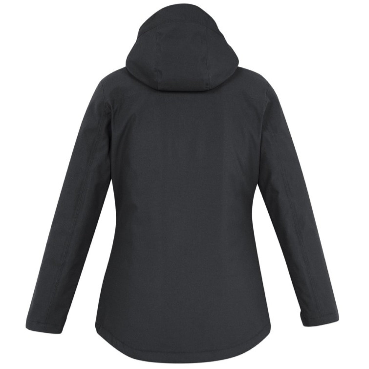 Black softshell jacket on a white background