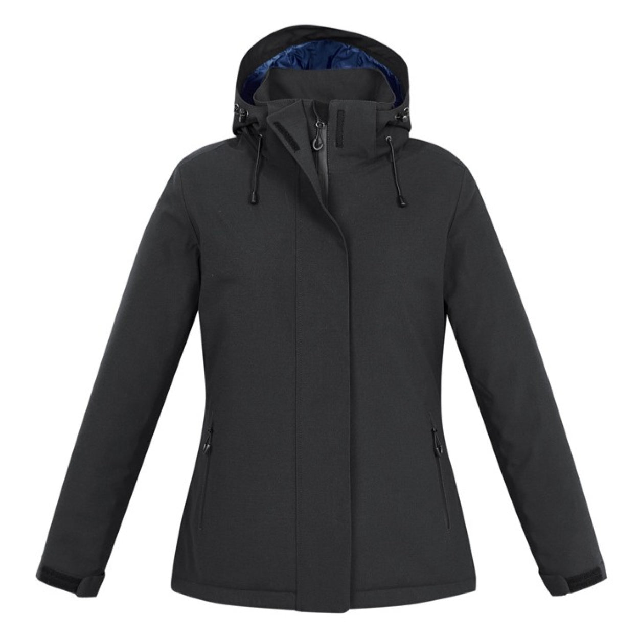 Black softshell jacket on a white background