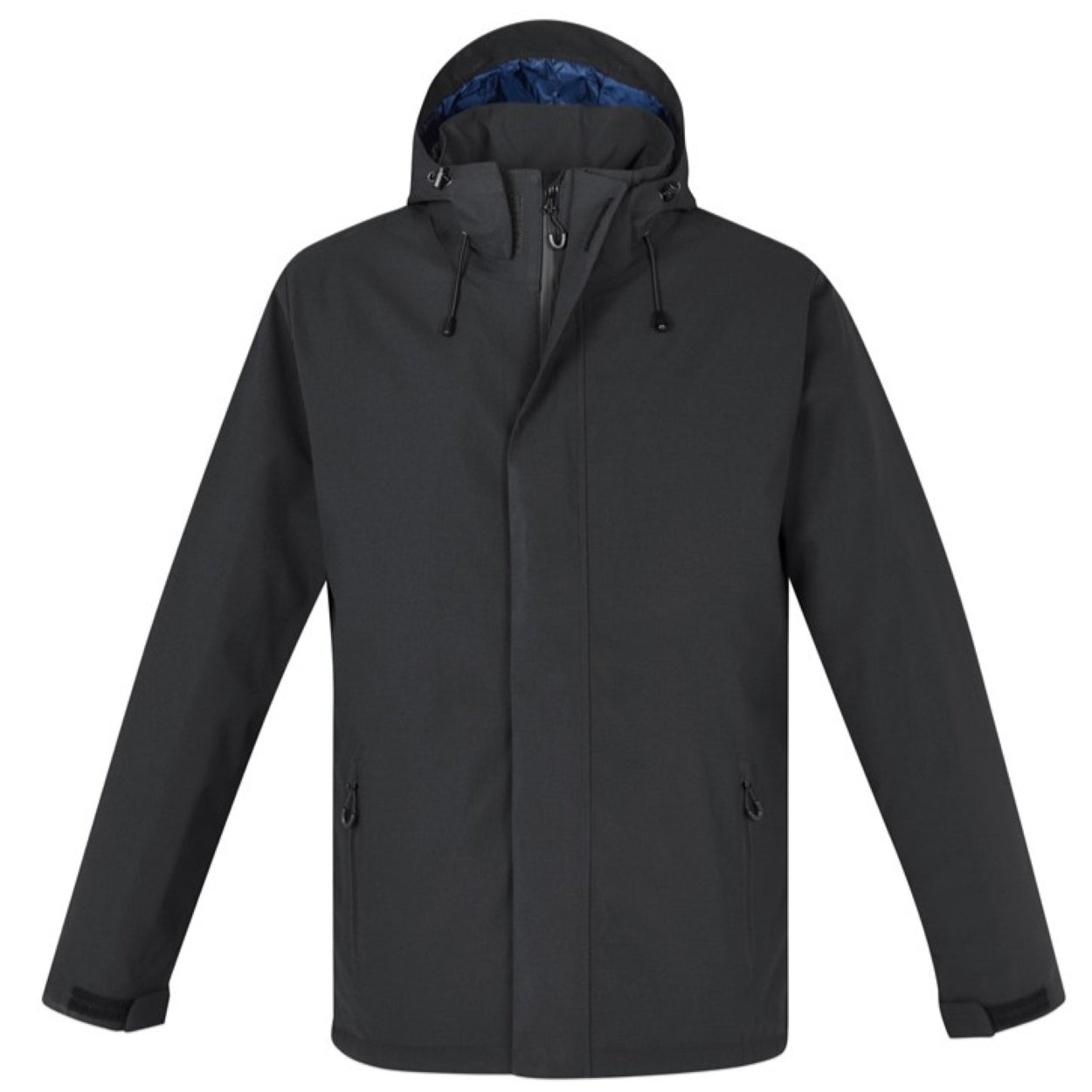 Black softshell jacket on a white background