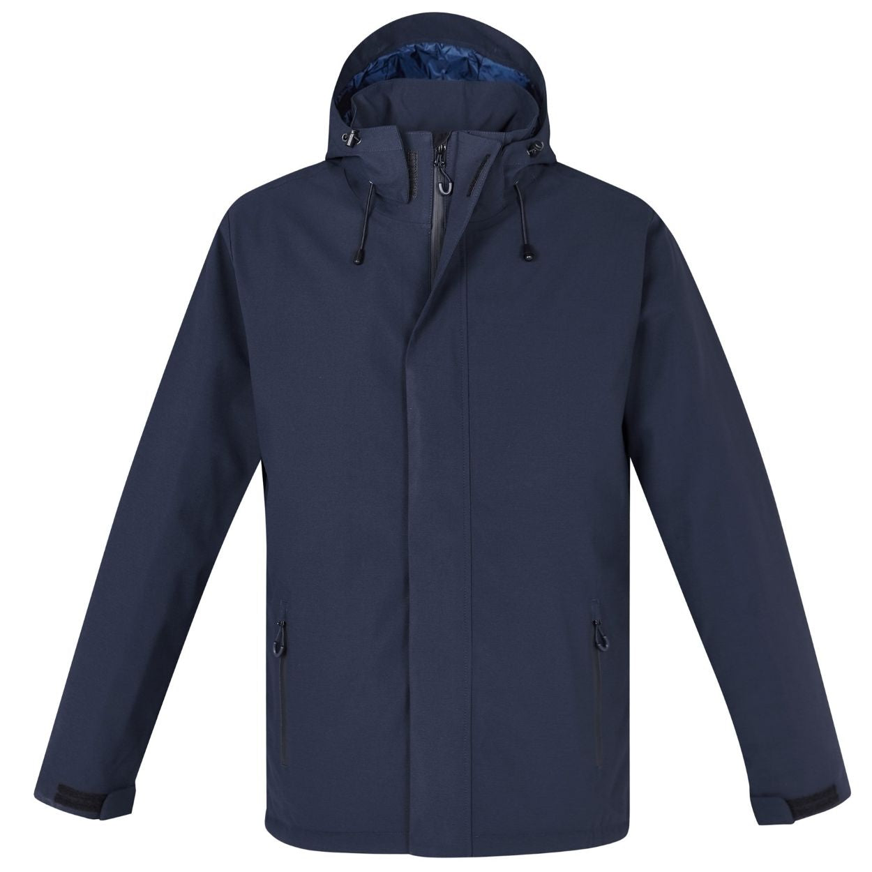 Navy softshell jacket on a white background