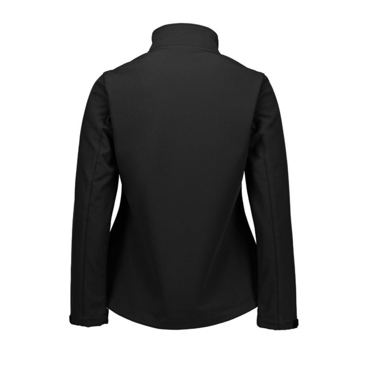 Black softshell jacket on a white background