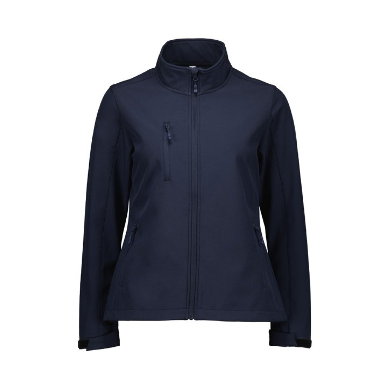 Navy softshell jacket on a white background