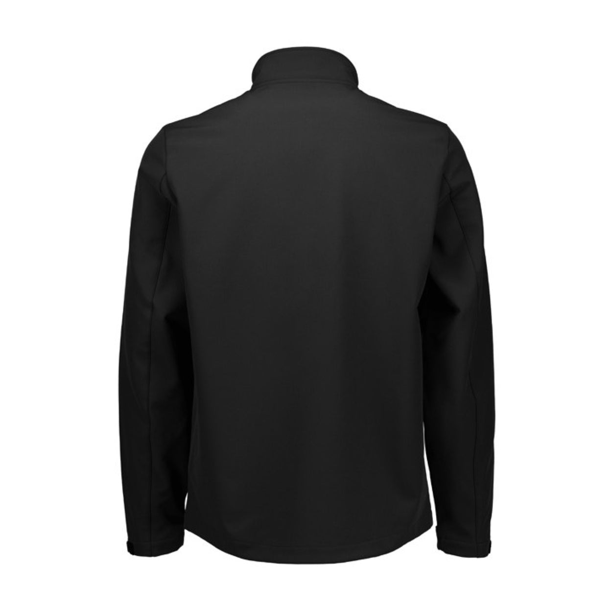 Black softshell jacket on a white background