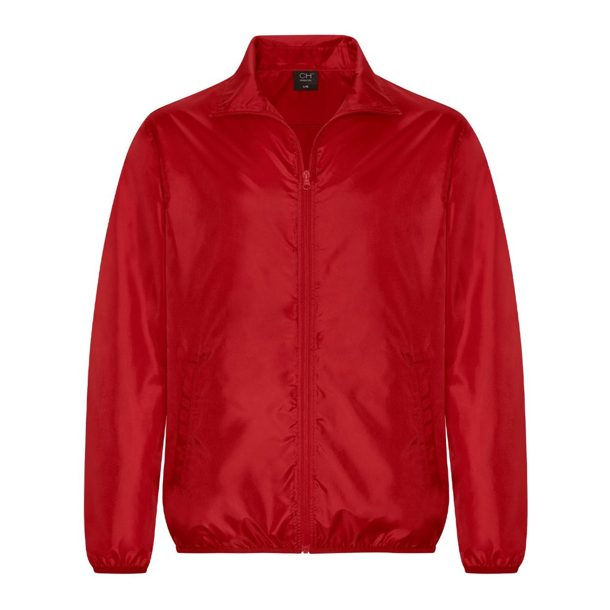 Extra red windbreaker on a white background