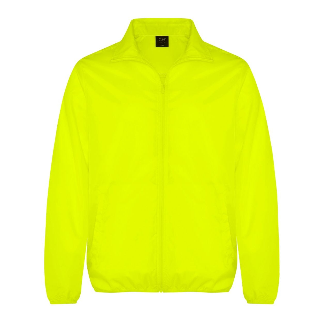 Extra yellow windbreaker on a white background