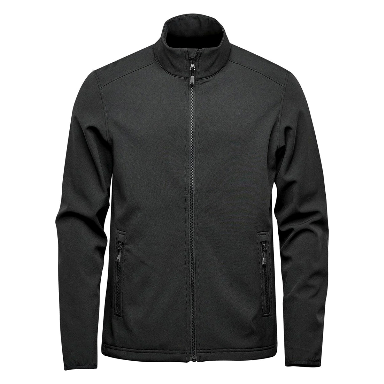 Black softshell jacket on a white background