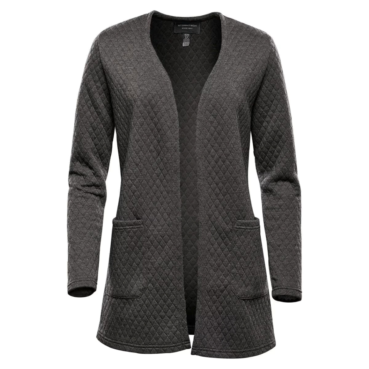 Graphite heather cardigan on a white background