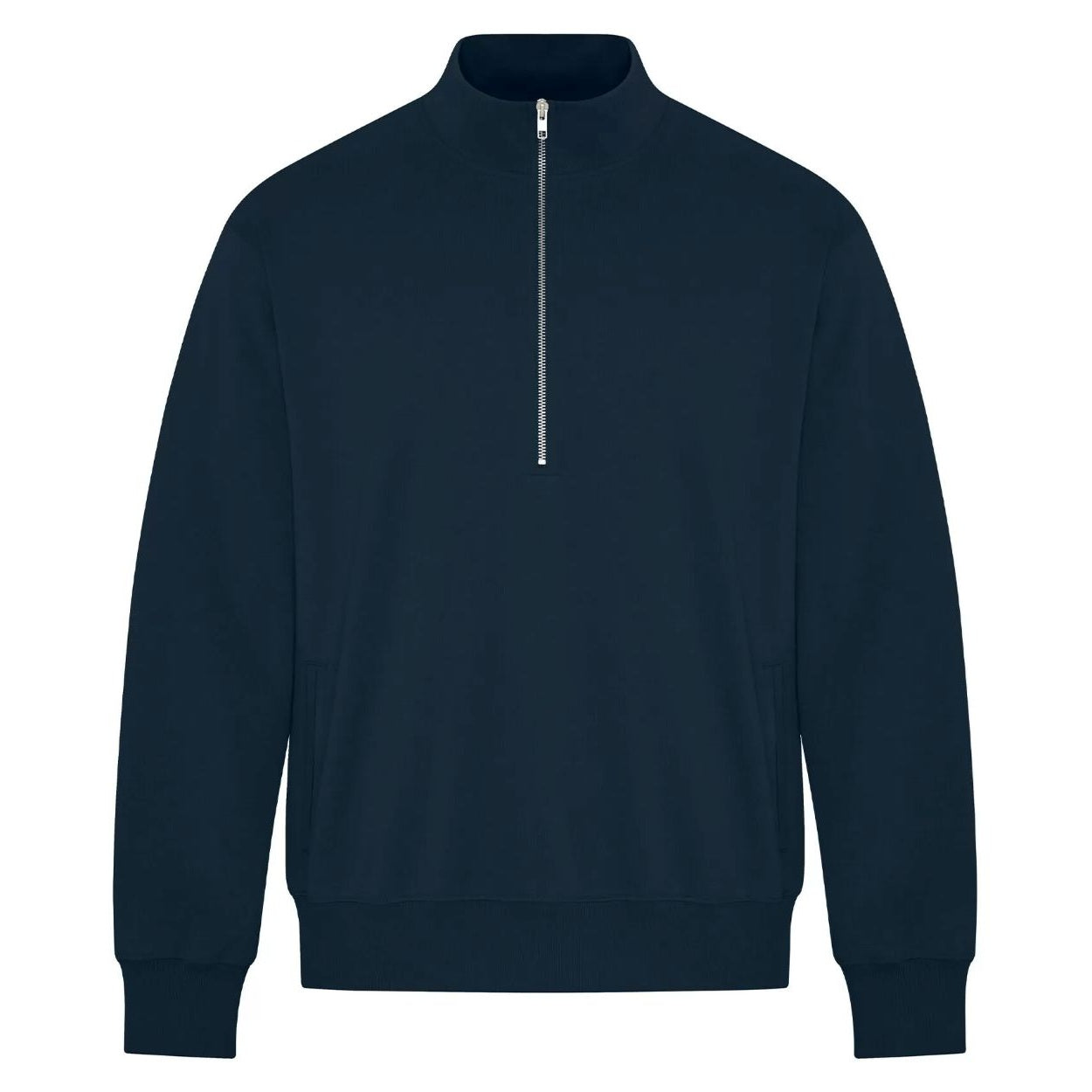 Midnight blue navy sweater on a white background