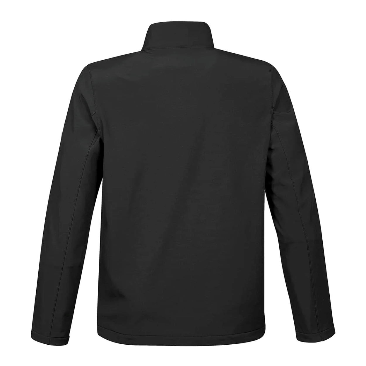 Black softshell jacket on a white background
