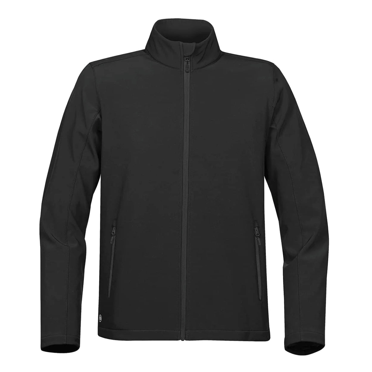 Black/carbon softshell jacket on a white background