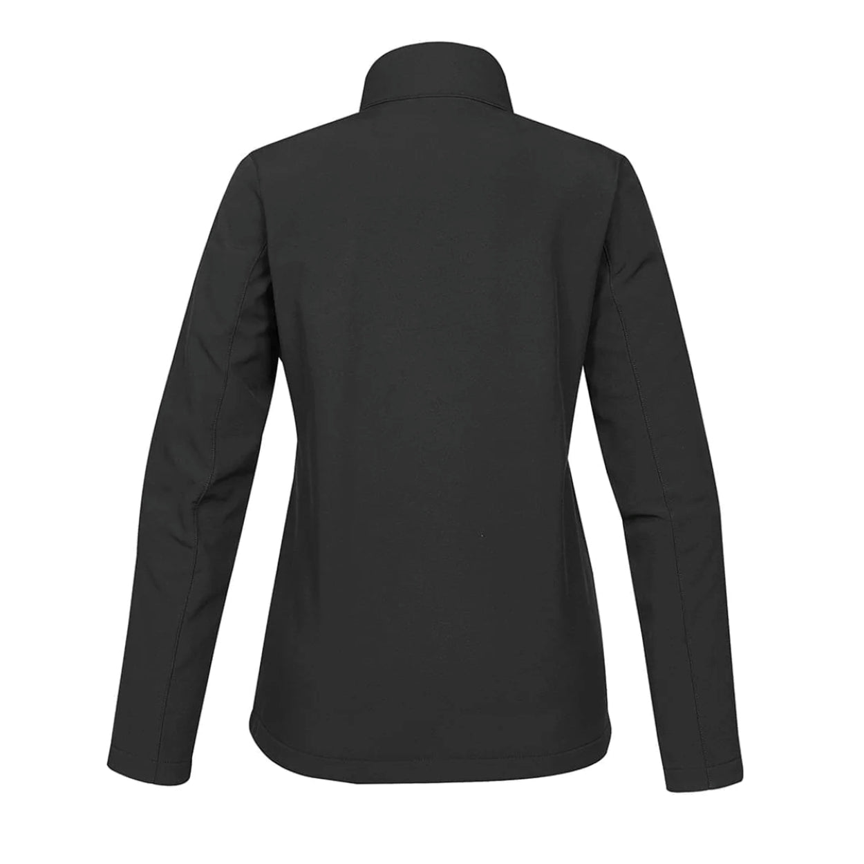 Black softshell jacket on a white background
