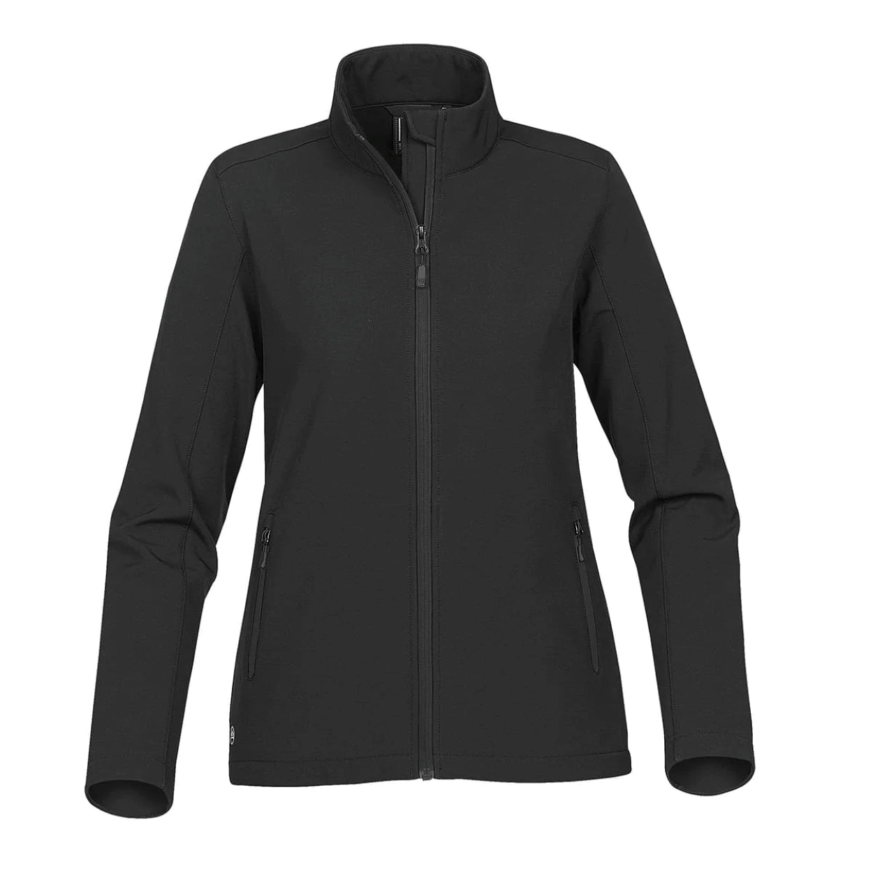 Black/carbon softshell jacket on a white background