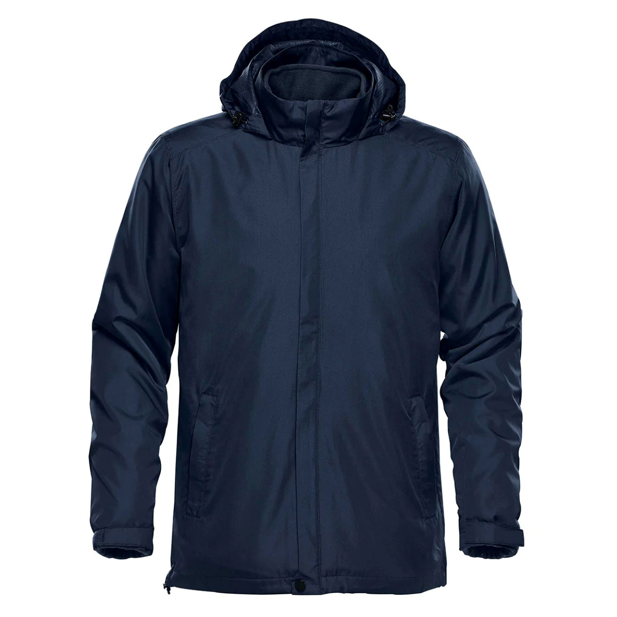 Navy hybrid coat on a white background