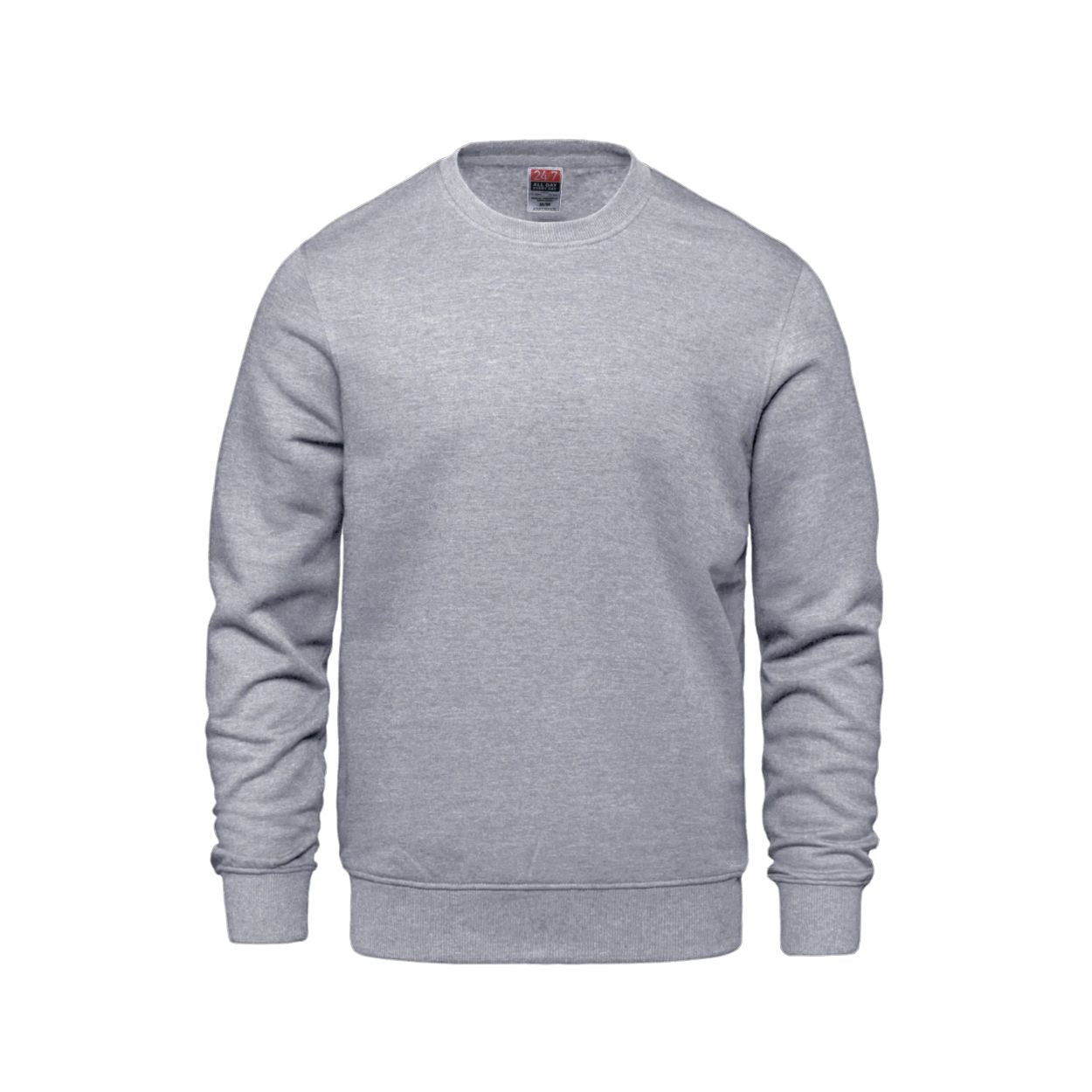 Athletic grey heather sweater on a white background