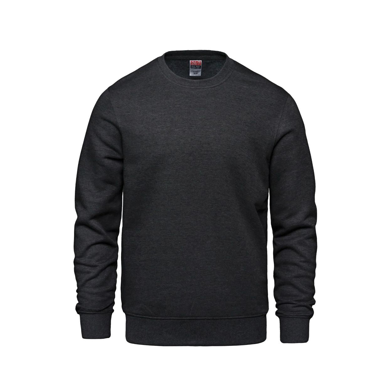 Charcoal heather sweater on a white background