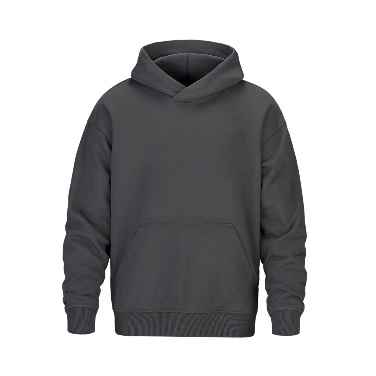 Charcoal hoodie sweater on a white background