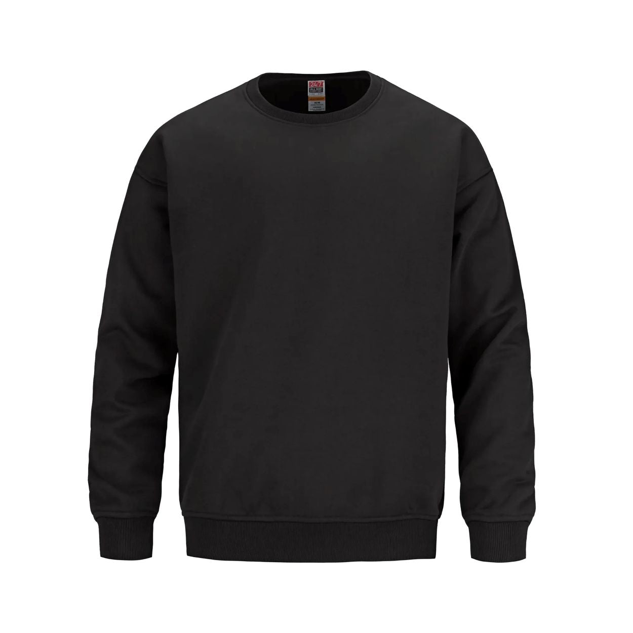 Black crewneck sweater on a white background