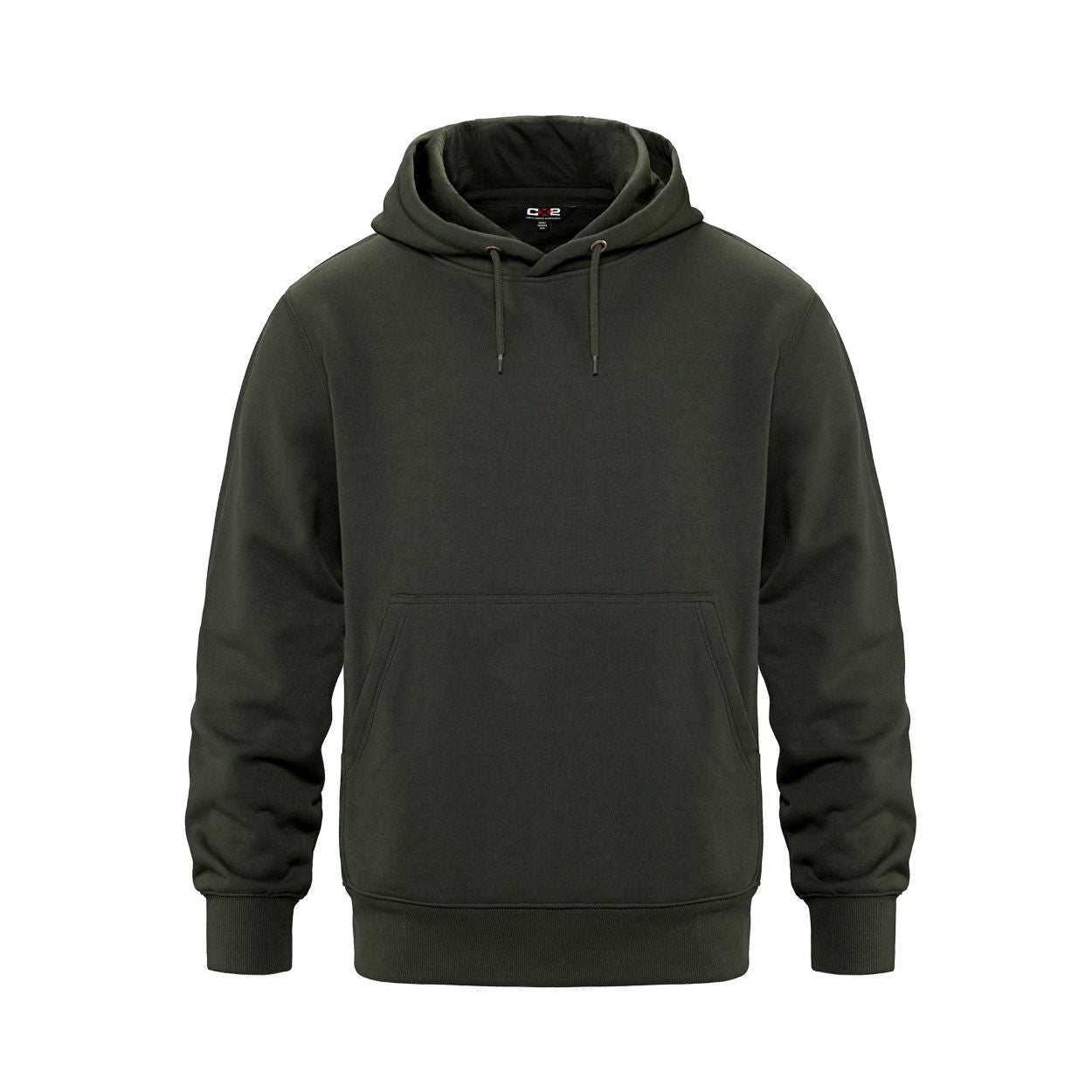 Moss green sweater on a white background
