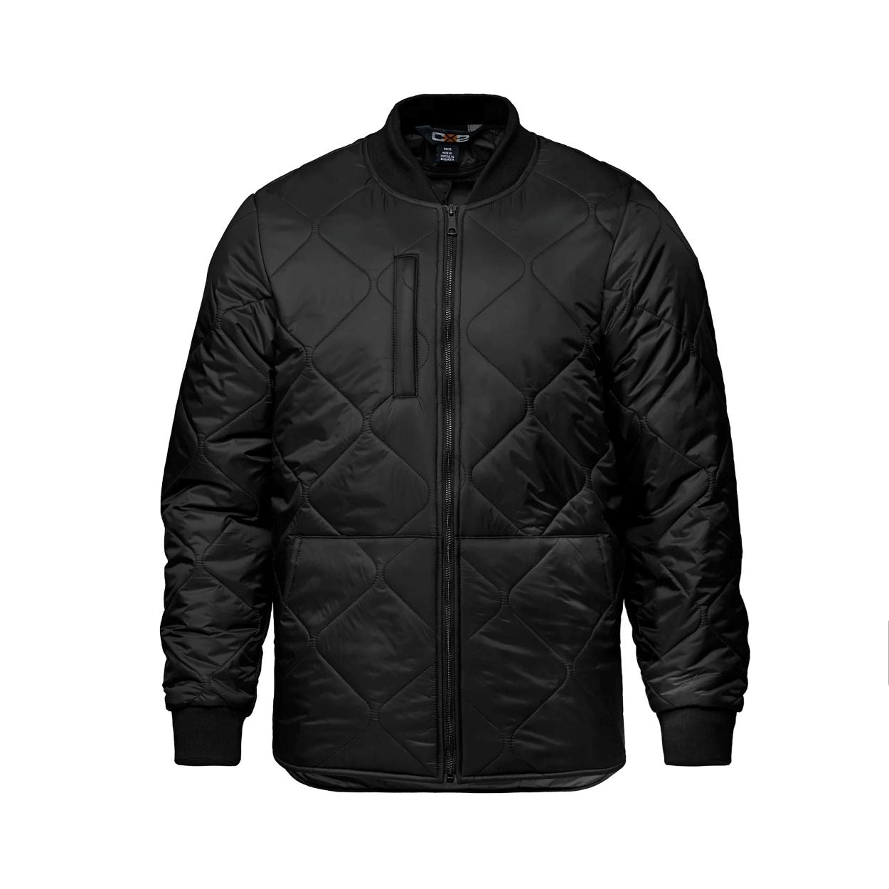 Black refrigeration jacket on a white background