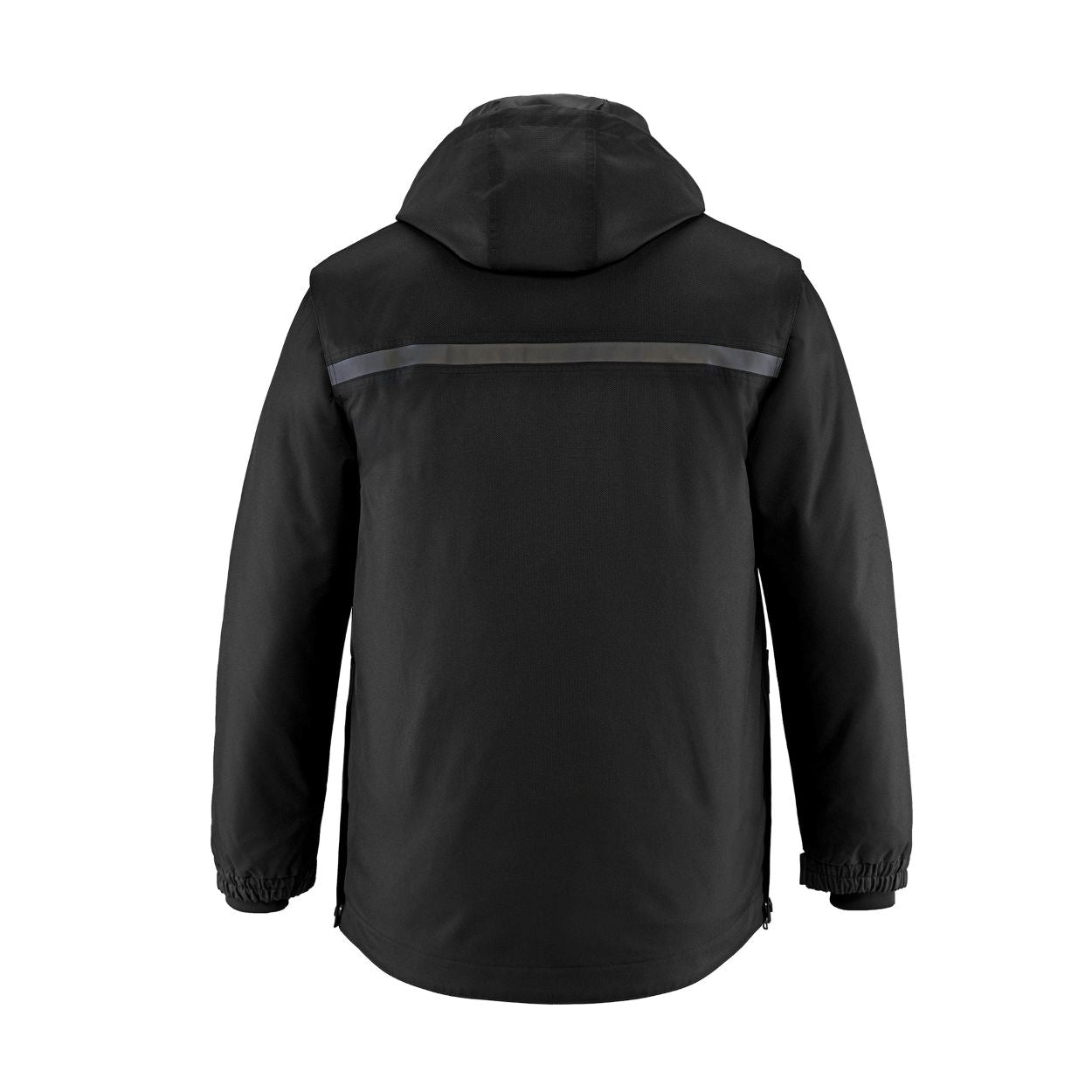Black hybrid coat on a white background