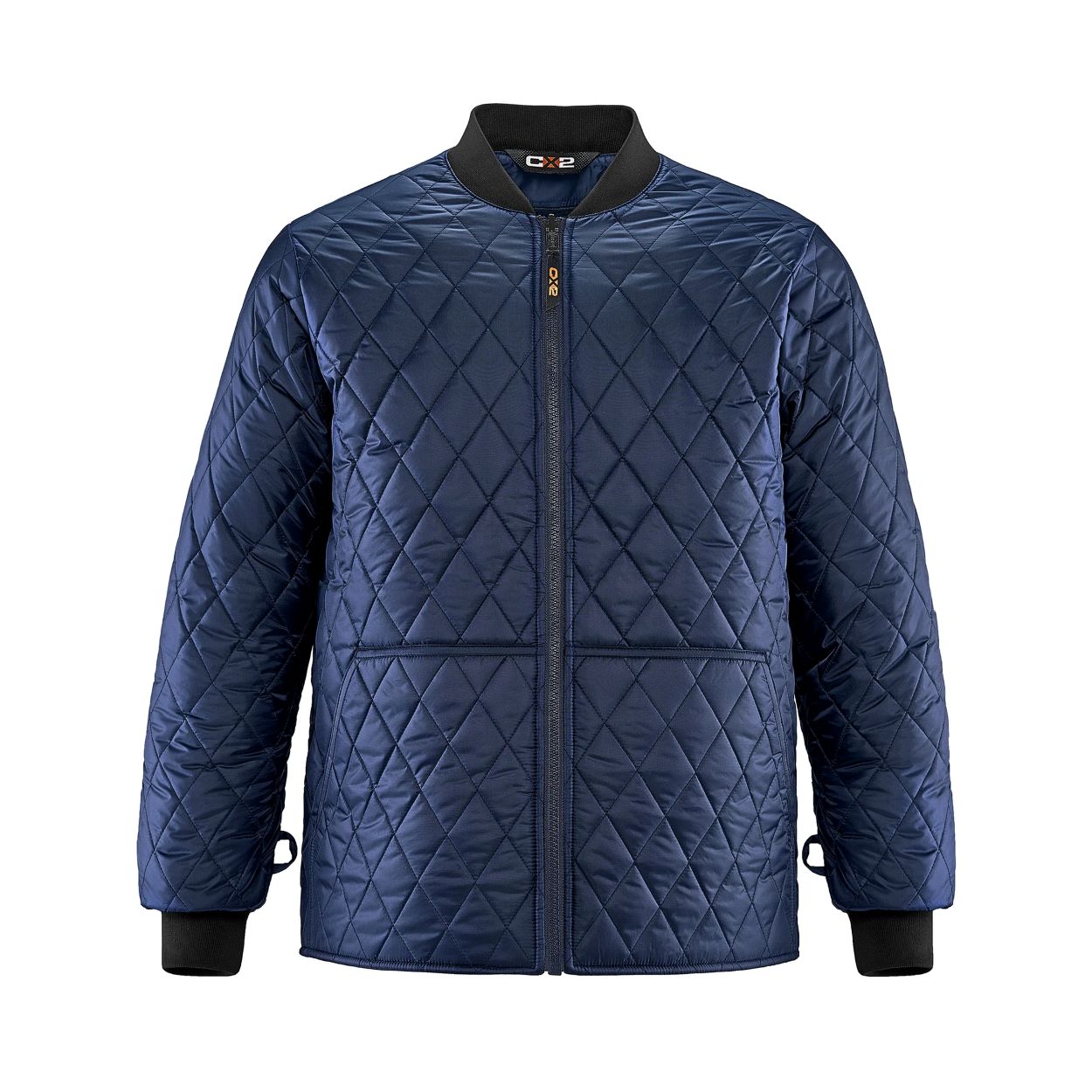 Navy hybrid coat on a white background