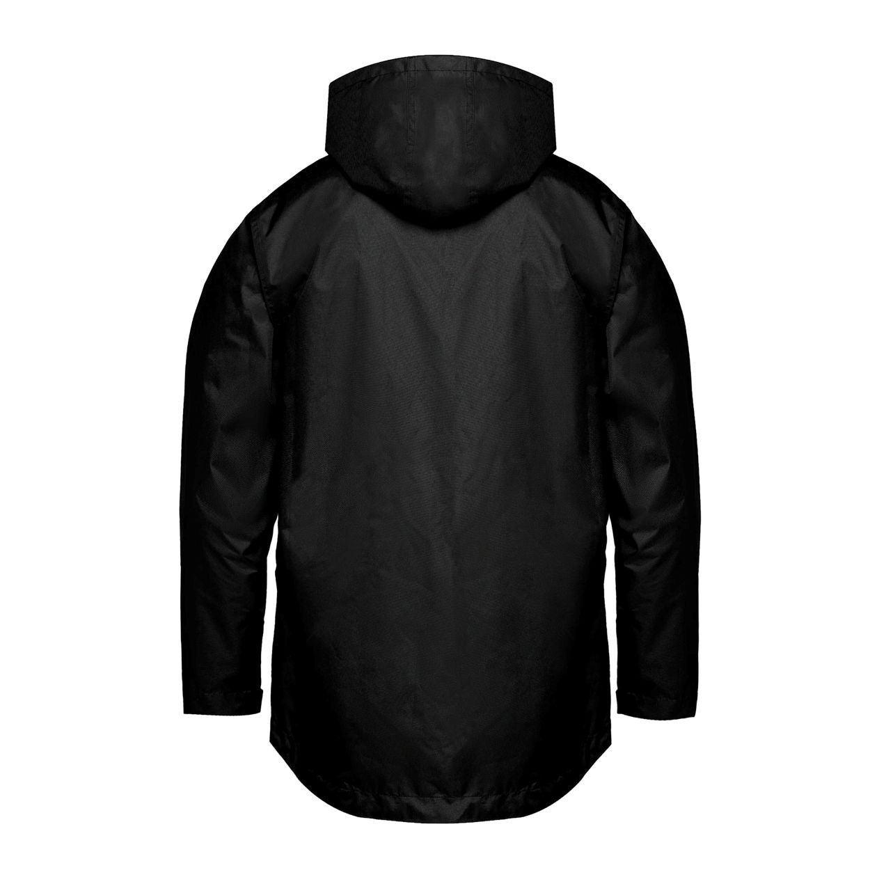 Black rain jacket on a white background