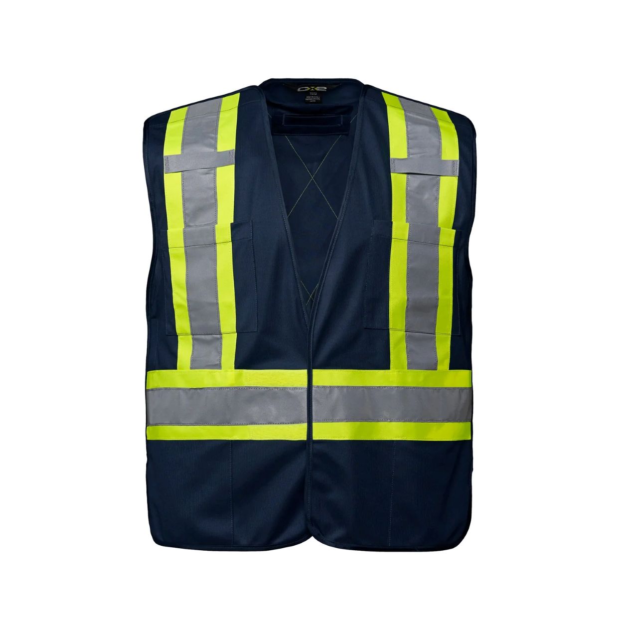 Hi-vis navy vest on a white background