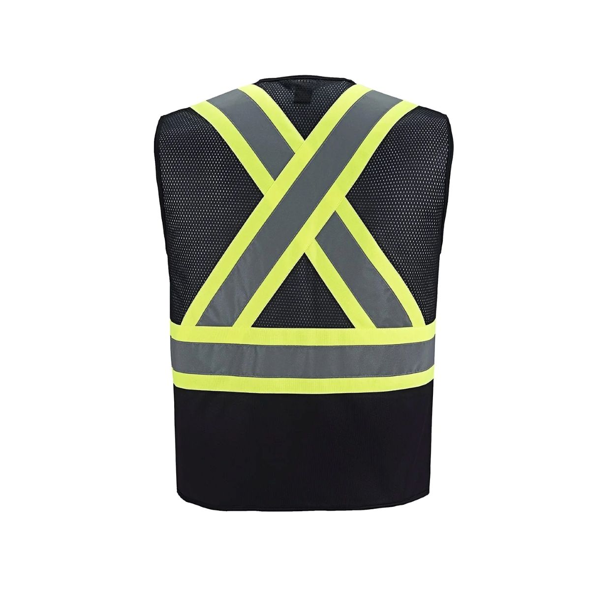 Hi-vis black vest on a white background