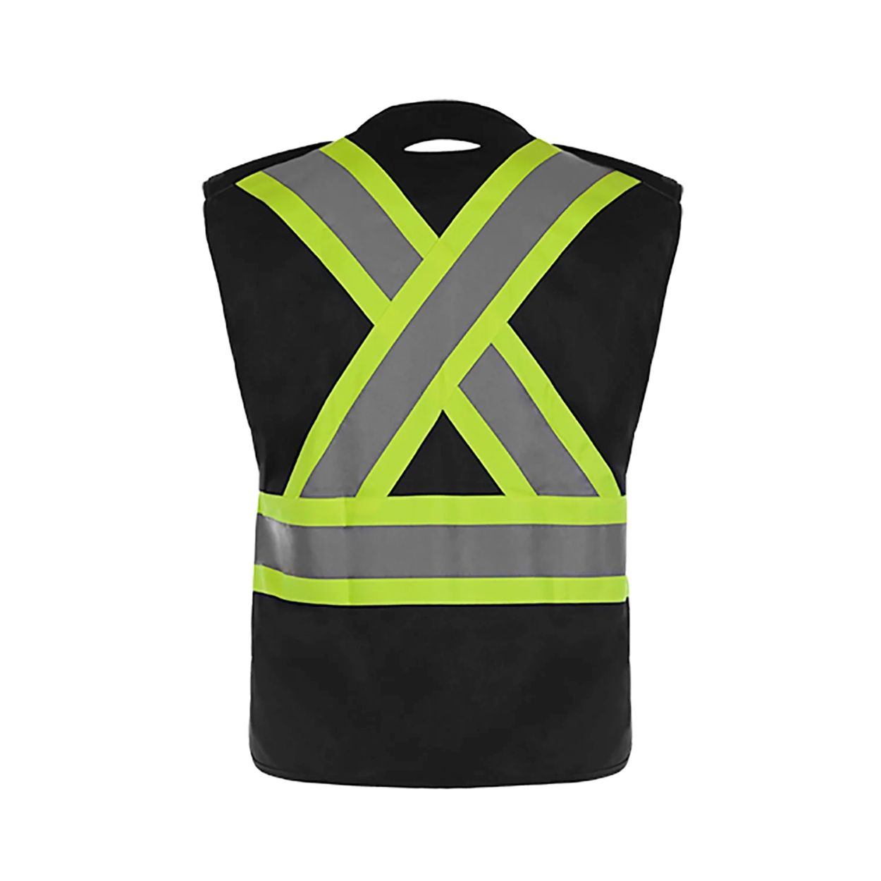 Hi-vis black vest on a white background
