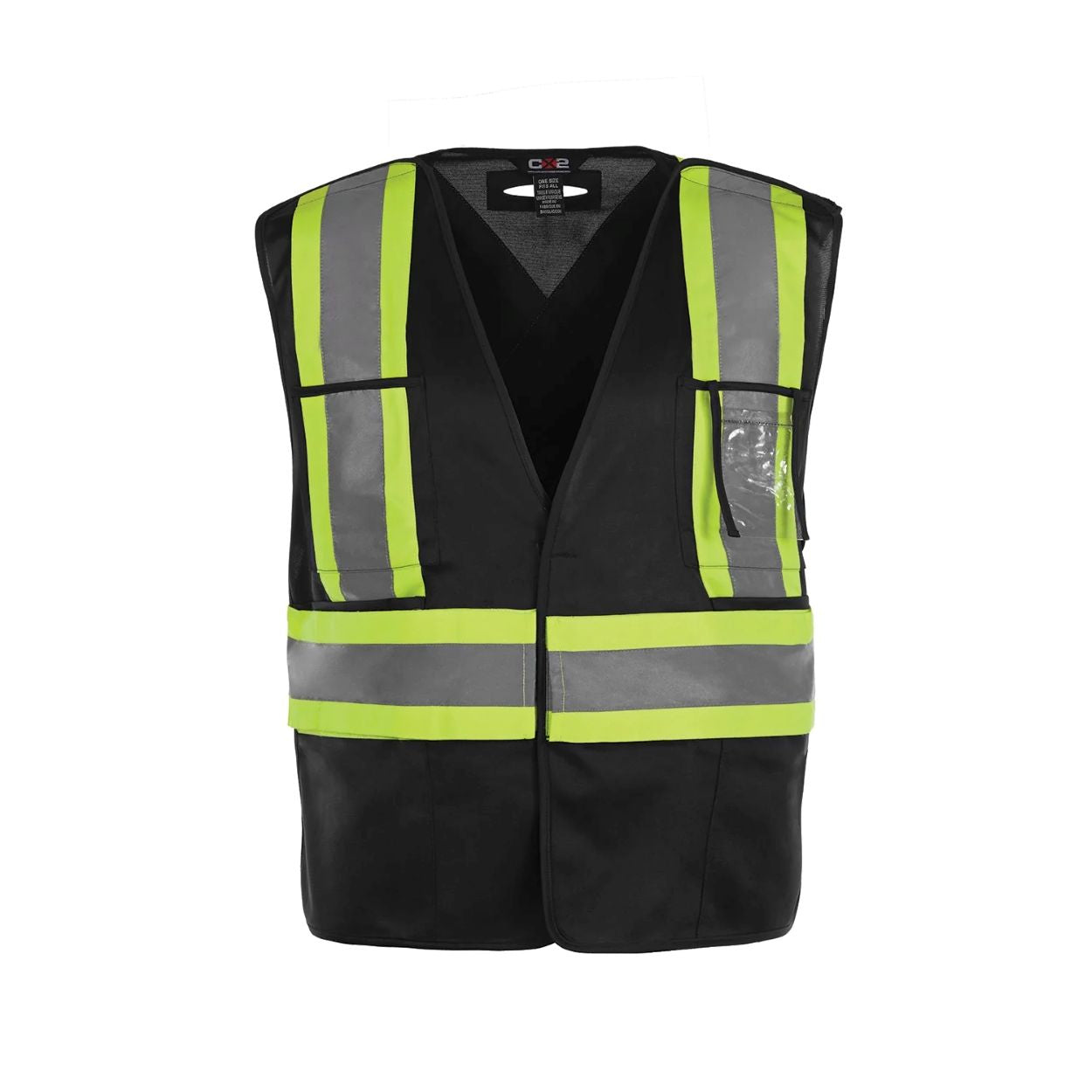 Hi-vis black vest on a white background
