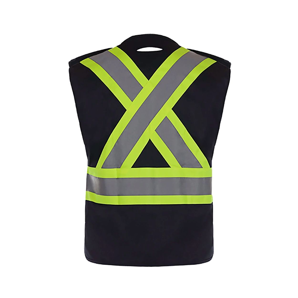 Hi-vis navy vest on a white background