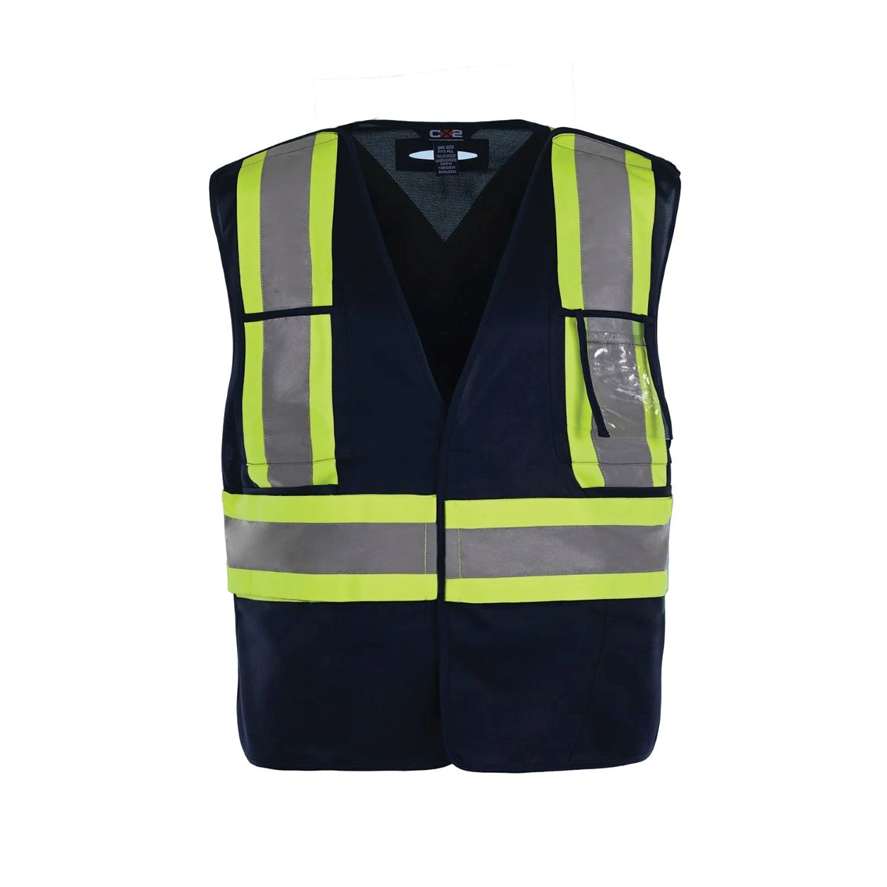 Hi-vis navy vest on a white background