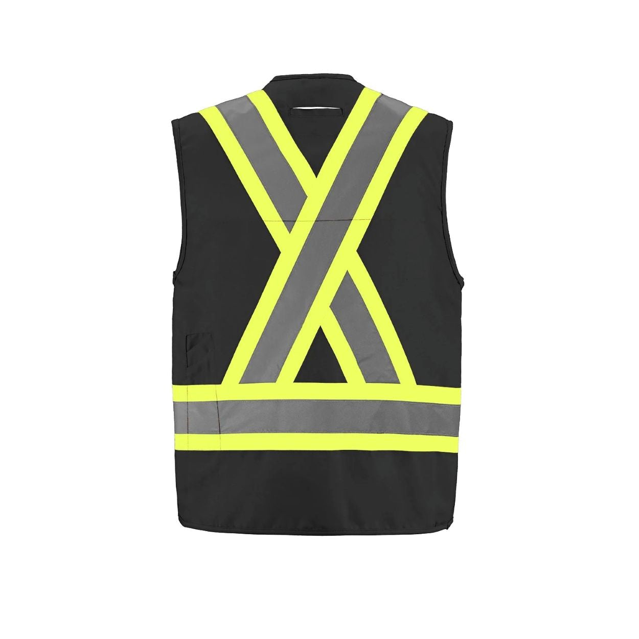 Hi-vis black vest on a white background