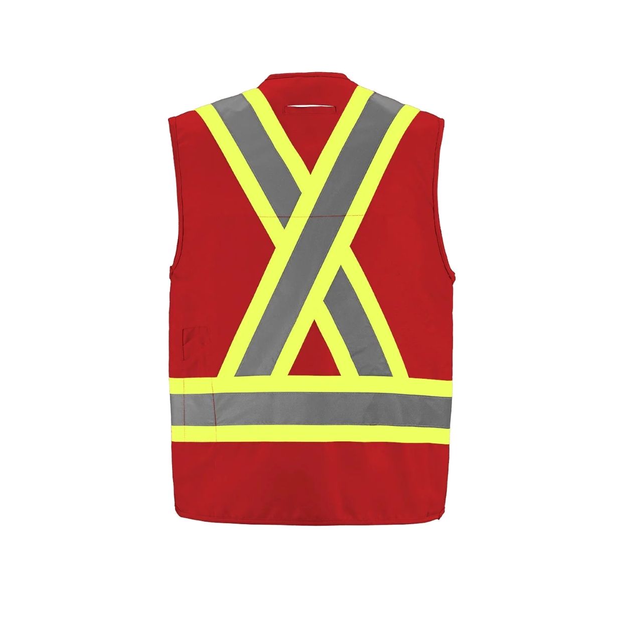 Hi-vis red vest on a white background
