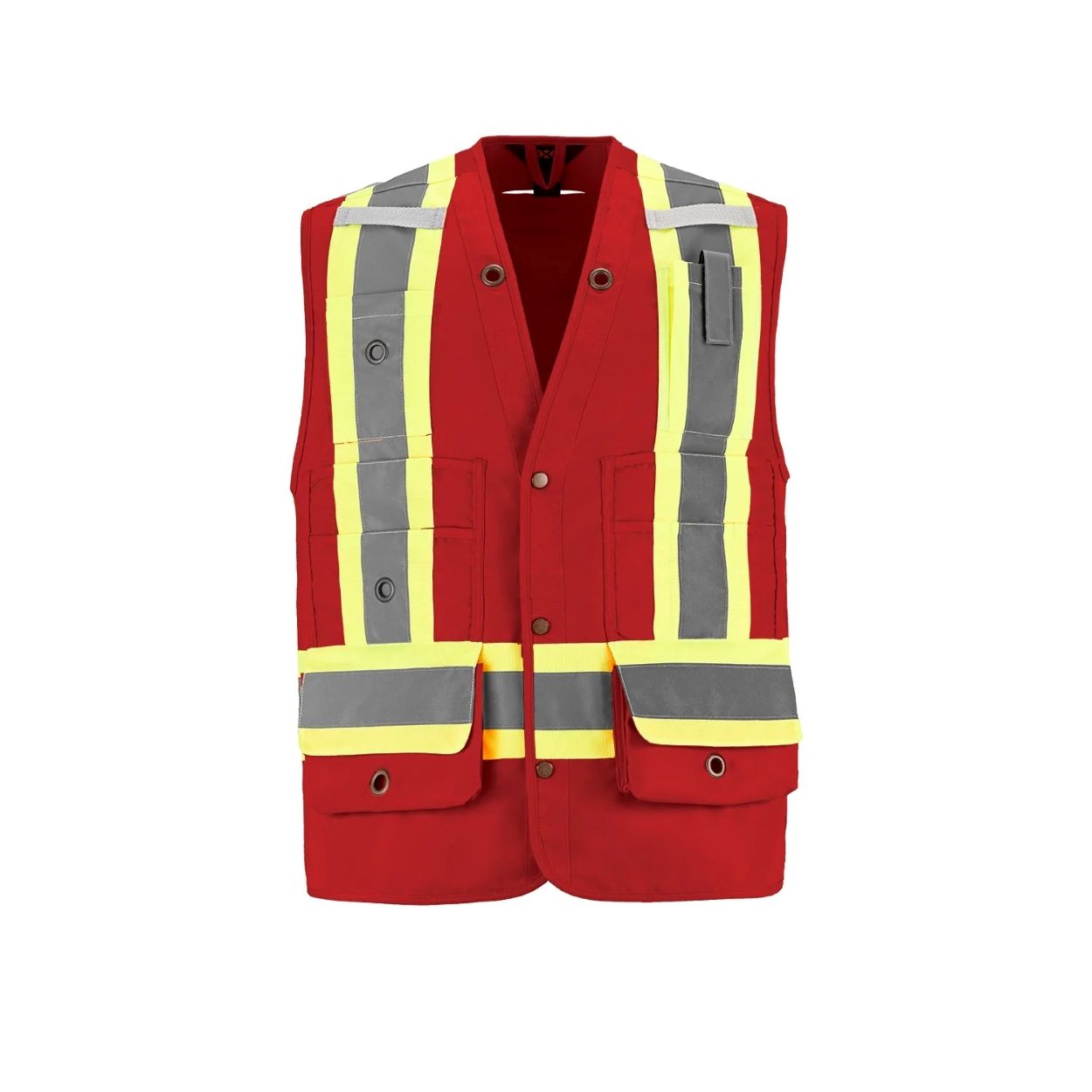 Hi-vis red vest on a white background